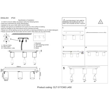 Светильник потолочный Crystal Lux CLT 017CW3 L450 BL