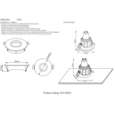 Светильник встраиваемый Crystal Lux CLT 032C1 BL