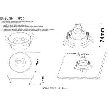 Светильник встраиваемый Crystal Lux CLT 044C BL