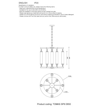 Люстра Crystal Lux TOMAS SP8 D650 BRASS