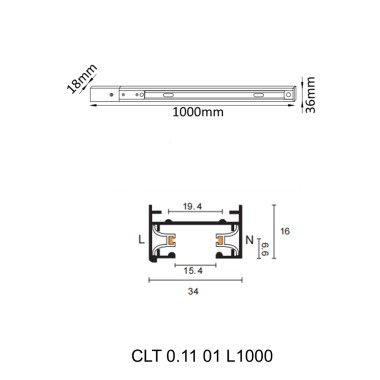 Шинопровод однофазный с питанием и заглушкой Crystal Lux CLT 0.11 01 L1000 WH