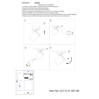 Cветильник трековый однофазный Crystal Lux CLT 0.31 001 60 WH