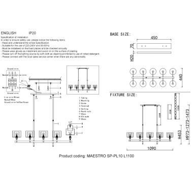 Люстры Crystal Lux MAESTRO SP-PL10 L1100 CHROME