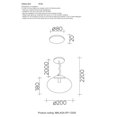 Светильник подвесной Crystal Lux MALAGA SP1 D200 COOPER