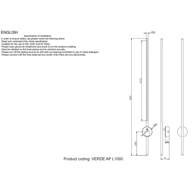 Поворотный настенный светильник Crystal Lux VERDE AP L1000 BLACK