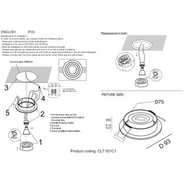 Светильник встраиваемый Crystal Lux CLT 001C1 WH