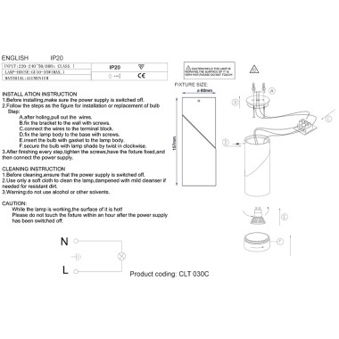 Светильник потолочный Crystal Lux CLT 030C WH