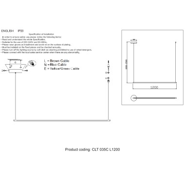 Светильник подвесной Crystal Lux CLT 035C L1200 GO