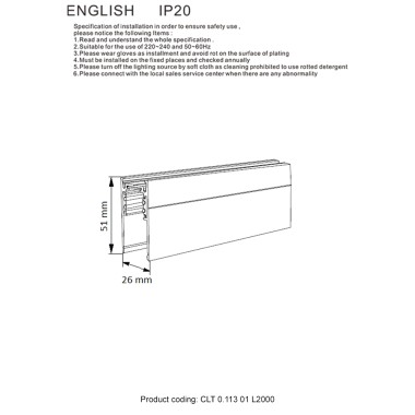 Шинопровод магнитный накладной Crystal Lux CLT 0.113 01 L2000 BL