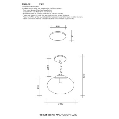 Светильник подвесной Crystal Lux MALAGA SP1 D280 CHROME