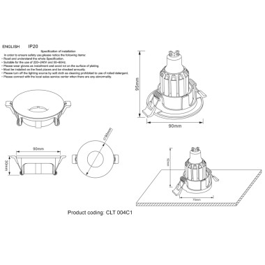 Светильник встраиваемый Crystal Lux CLT 004C1 WH