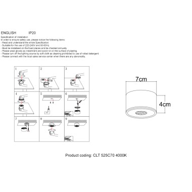 Светильник потолочный Crystal Lux CLT 525C70 GO 4000K