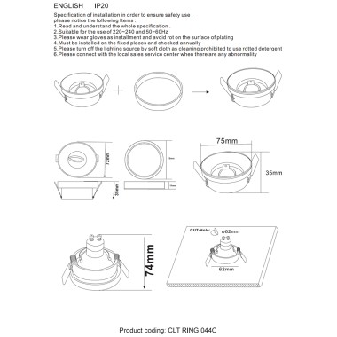 Декоративное кольцо внешнее Crystal Lux CLT RING 044C GO