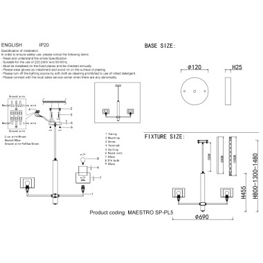 Люстры Crystal Lux MAESTRO SP-PL5 CHROME