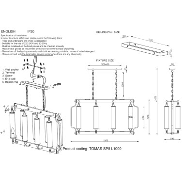 Люстра Crystal Lux TOMAS SP8 L1000 BRASS