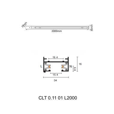 Шинопровод однофазный с питанием и заглушкой Crystal Lux CLT 0.11 01 L2000 BL