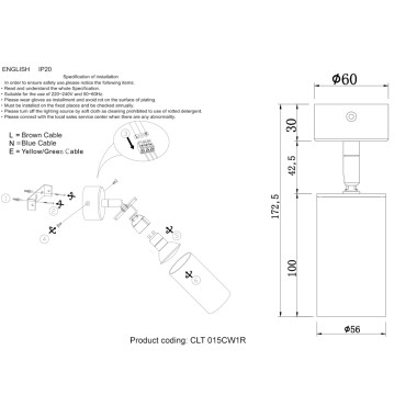 Светильник потолочный Crystal Lux CLT 015CW1R BL