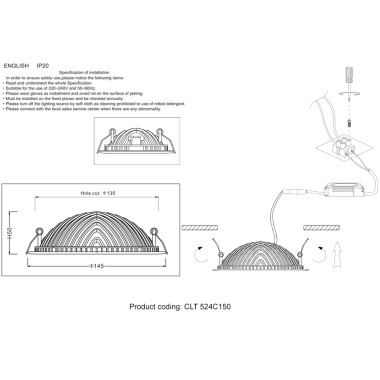 Светильник встраиваемый Crystal Lux CLT 524C150 WH