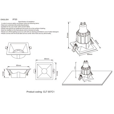 Светильник встраиваемый Crystal Lux CLT 007C1 BL