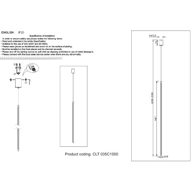 Светильник подвесной Crystal Lux CLT 035C1000 GO