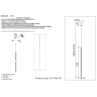 Светильник подвесной Crystal Lux CLT 035C700 BL