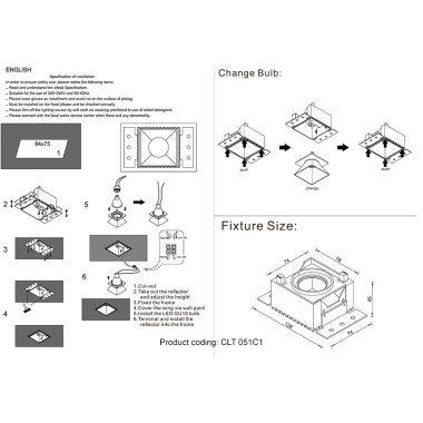 Светильник встраиваемый Crystal Lux CLT 051C1 WH-CH