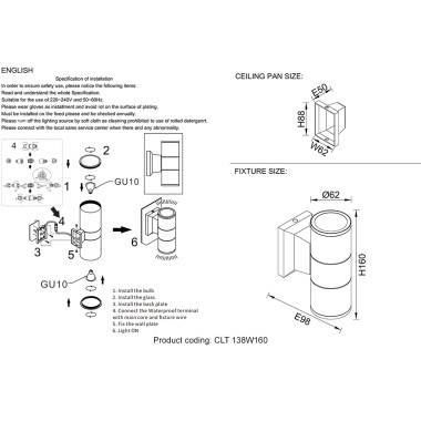 Бра Crystal Lux CLT 138W160 BL